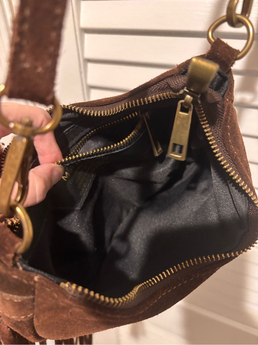 Brown Suede Fringe Shoulder Bag - Picture 3 of 7